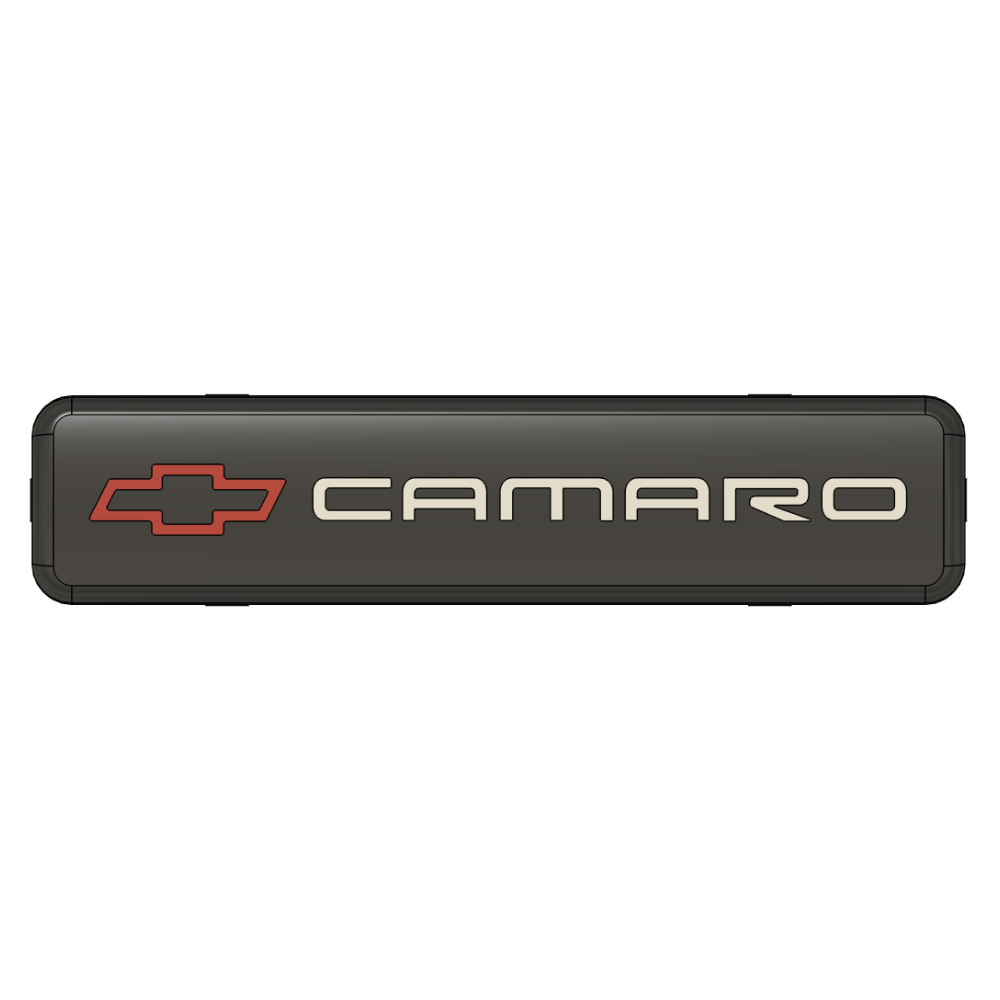 1997–2002 Camaro Dash Plaque – Red Bowtie & Silver CAMARO